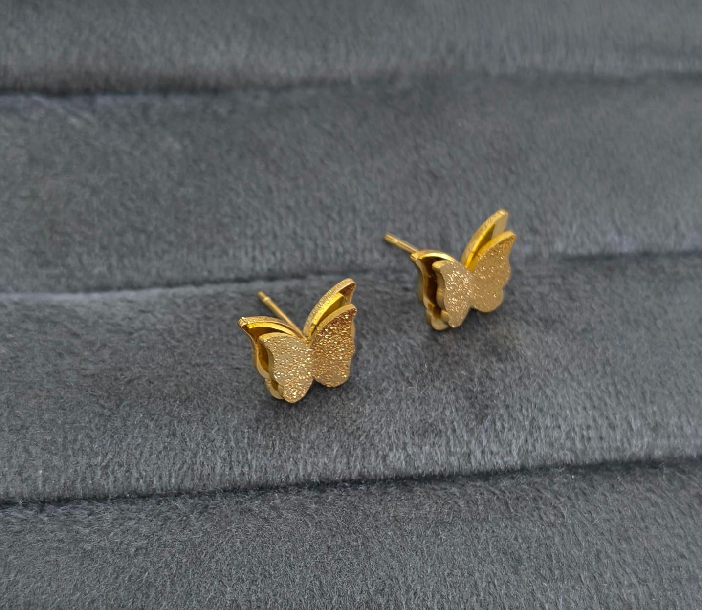 Anti Tarnish Glaze Butterfly Studs 18K Gold Plated