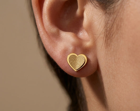 Anti Tarnish Glaze Heart Studs 18K Gold Plated