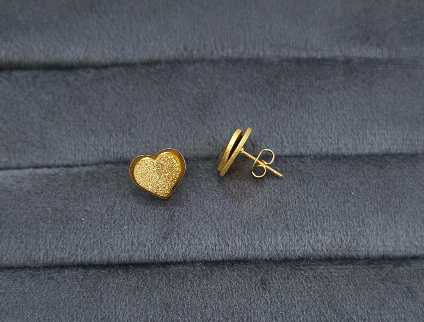 Anti Tarnish Glaze Heart Studs 18K Gold Plated