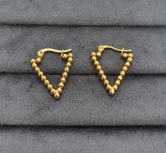 Anti Tarnish Golden Beads Hoop Earrings 18K Gold Plated