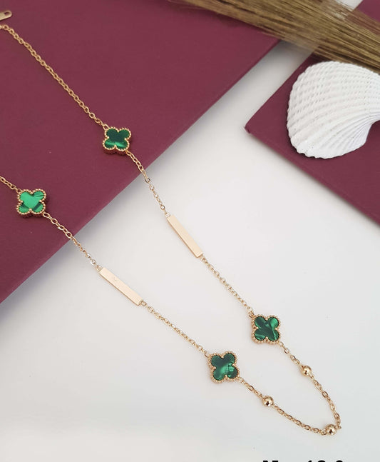Anti Tarnish Green Clover Necklace 18K Gold Plated
