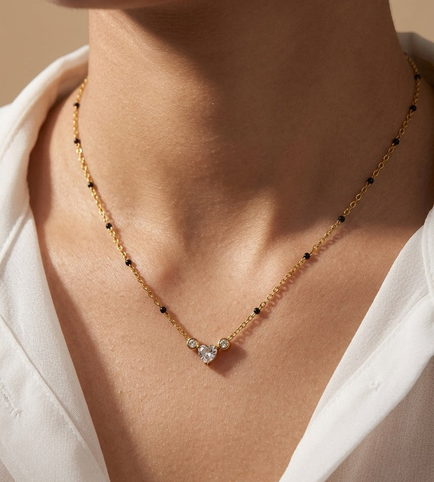 Anti Tarnish Heart Solitaire Mangalsutra 18K Gold Plated