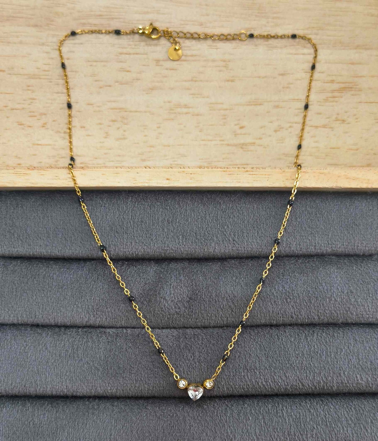 Anti Tarnish Heart Solitaire Mangalsutra 18K Gold Plated