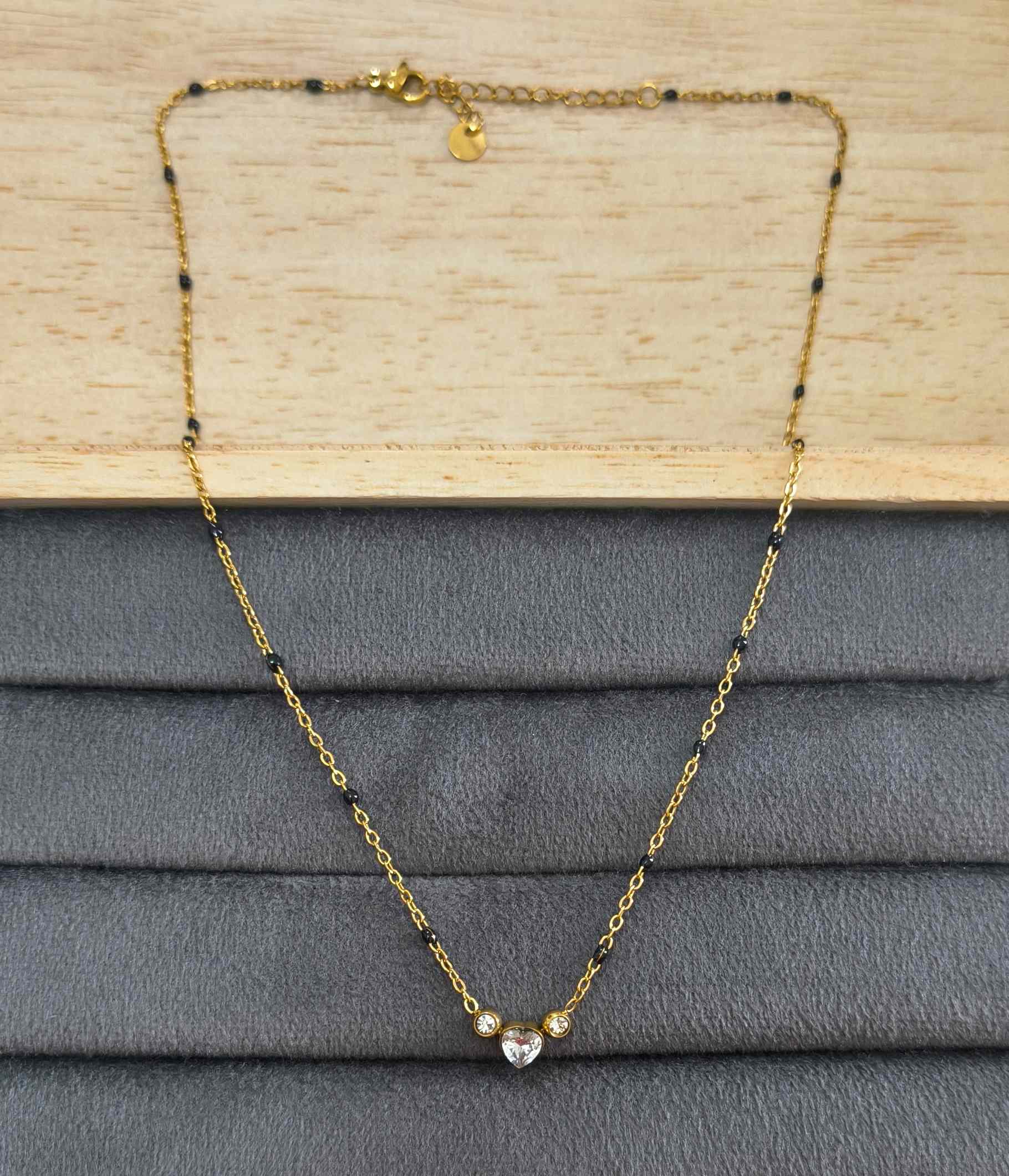 Anti Tarnish Heart Solitaire Mangalsutra 18K Gold Plated