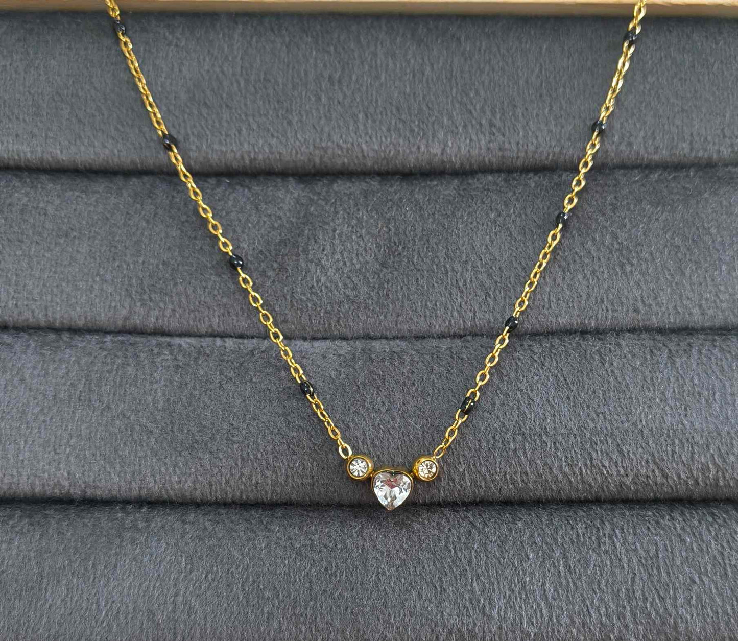 Anti Tarnish Heart Solitaire Mangalsutra 18K Gold Plated