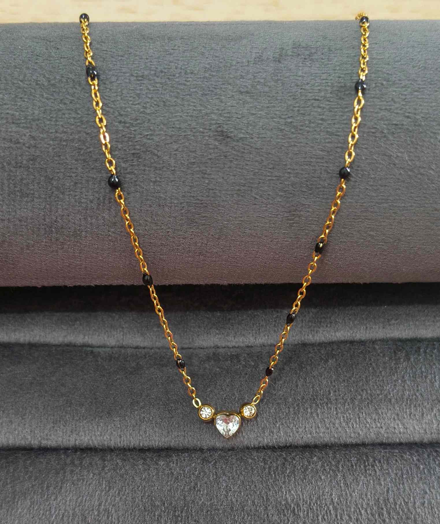 Anti Tarnish Heart Solitaire Mangalsutra 18K Gold Plated