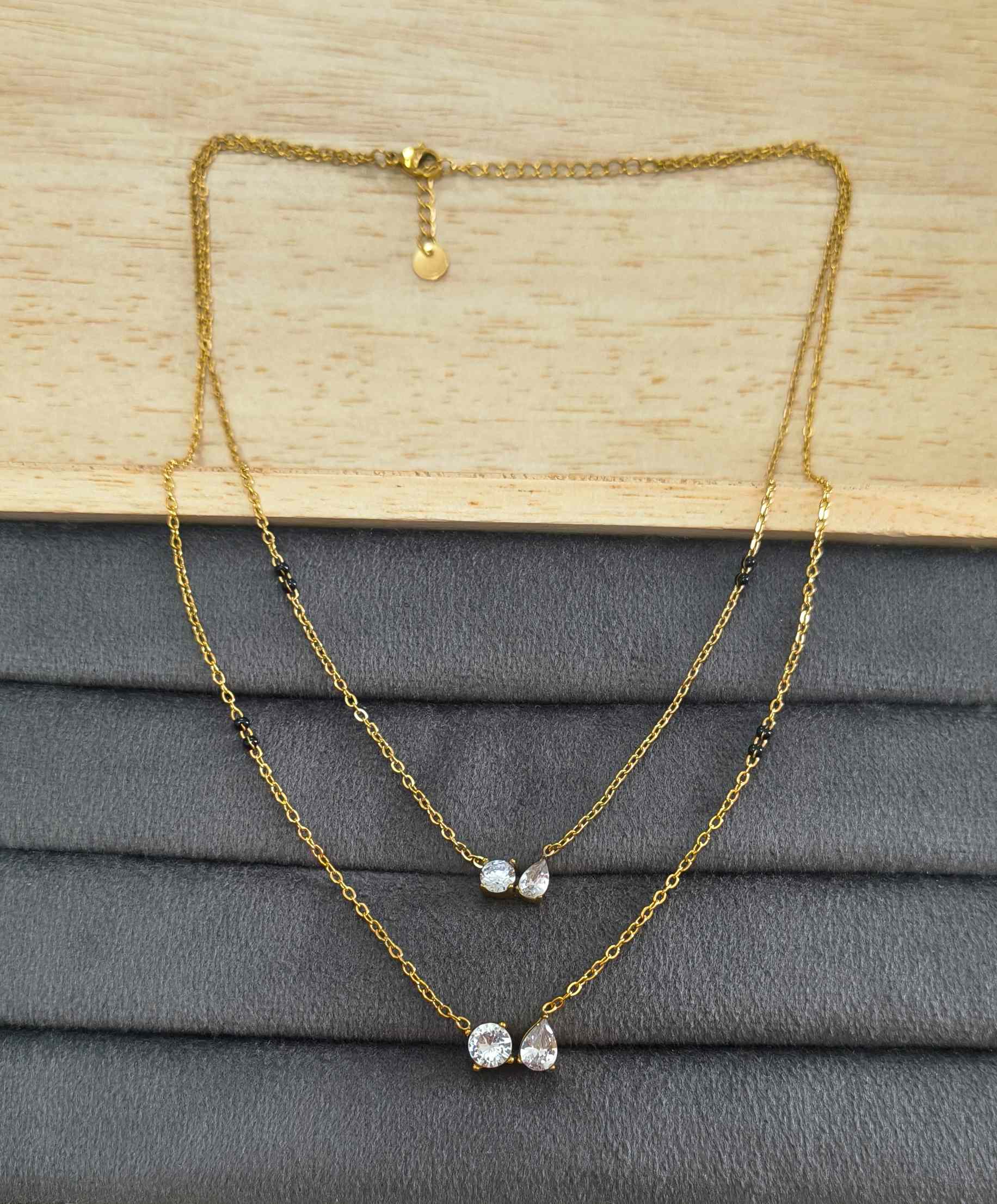 Anti Tarnish Layered Solitaire Mangalsutra 18K Gold Plated