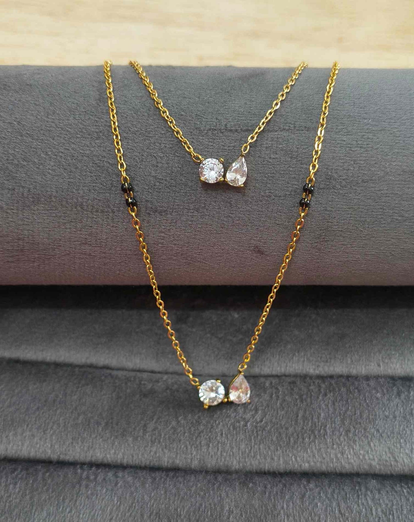 Anti Tarnish Layered Solitaire Mangalsutra 18K Gold Plated