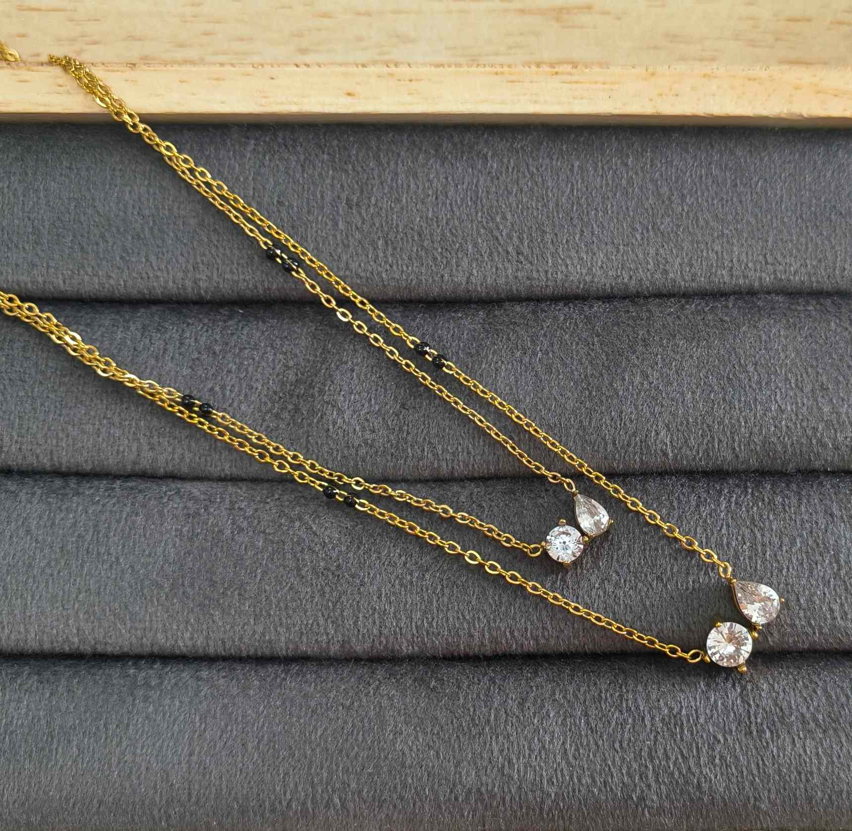 Anti Tarnish Layered Solitaire Mangalsutra 18K Gold Plated