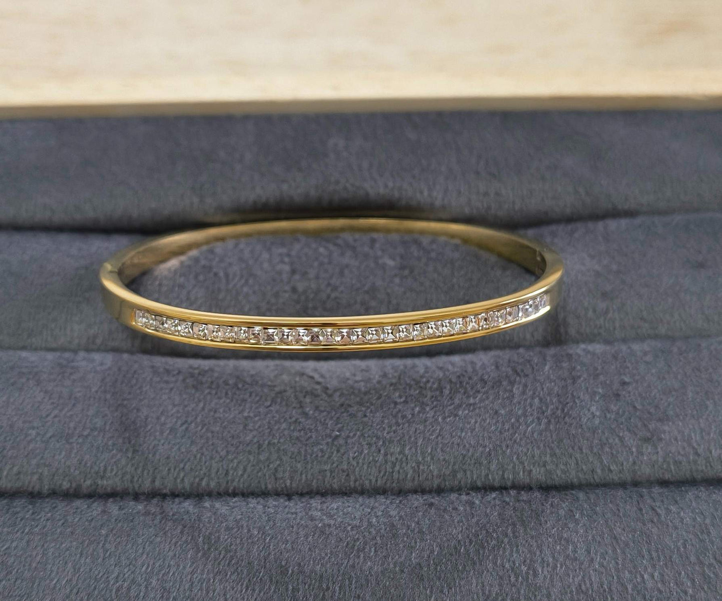 Anti Tarnish Line Of Stone Bracelet 18K Gold Plated