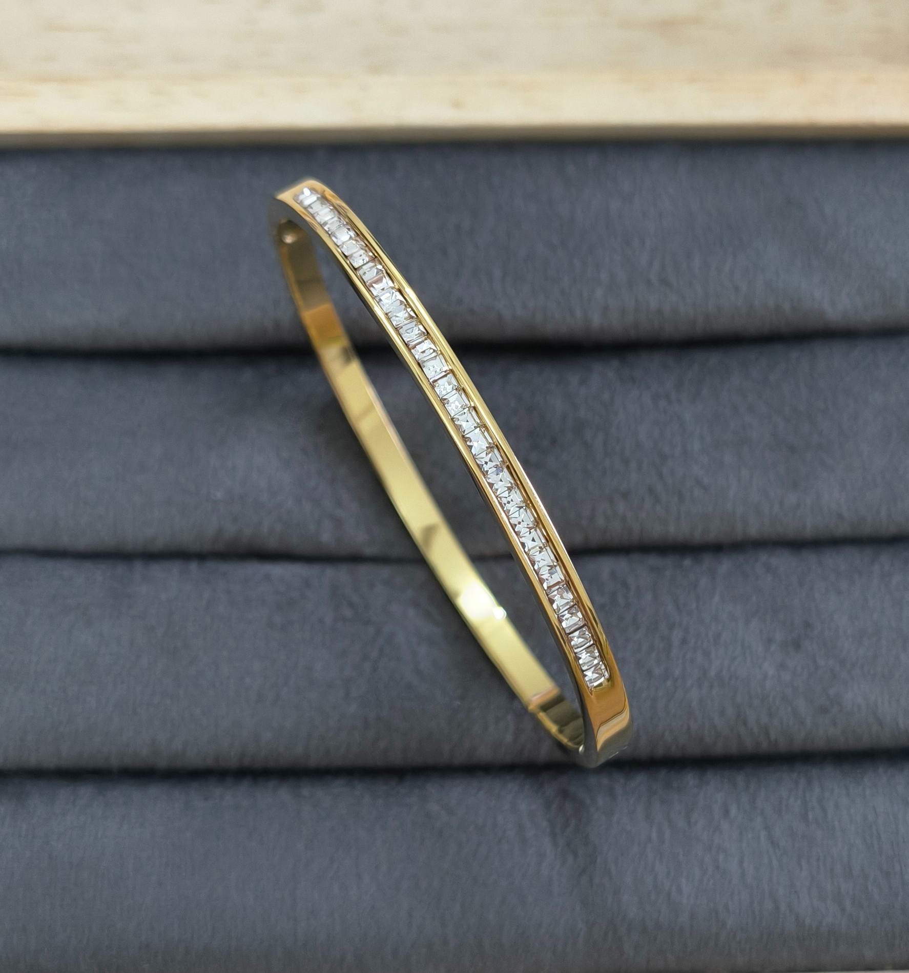 Anti Tarnish Line Of Stone Bracelet 18K Gold Plated