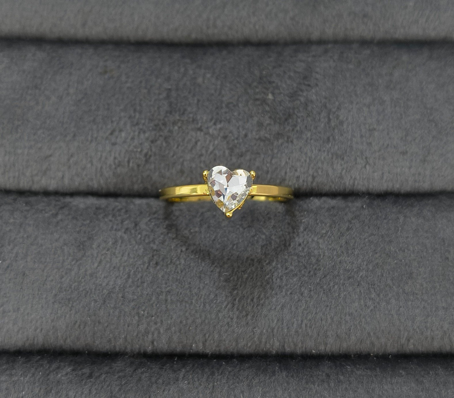 Anti Tarnish Love Solitaire Ring 18K Gold Plated