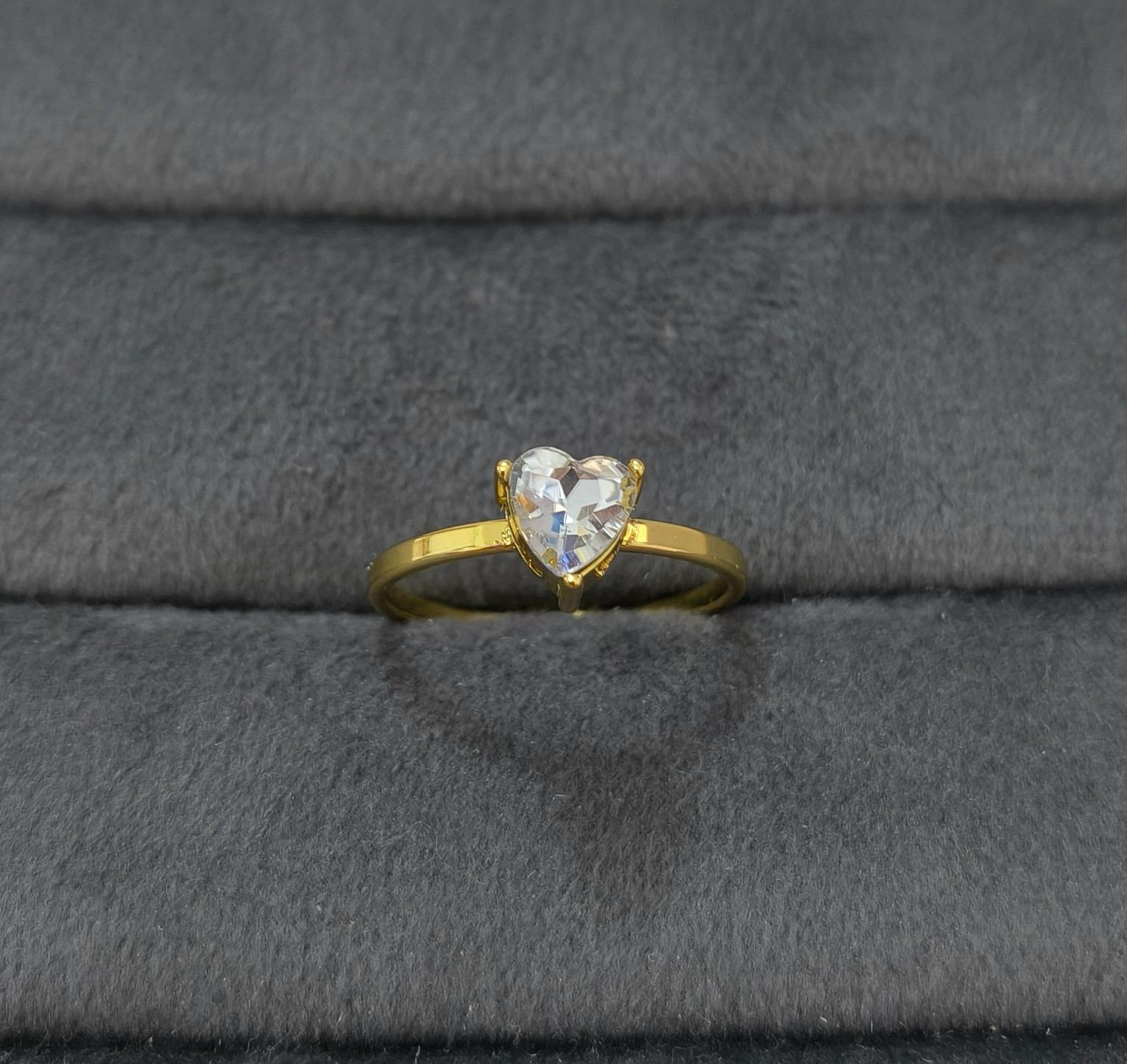 Anti Tarnish Love Solitaire Ring 18K Gold Plated