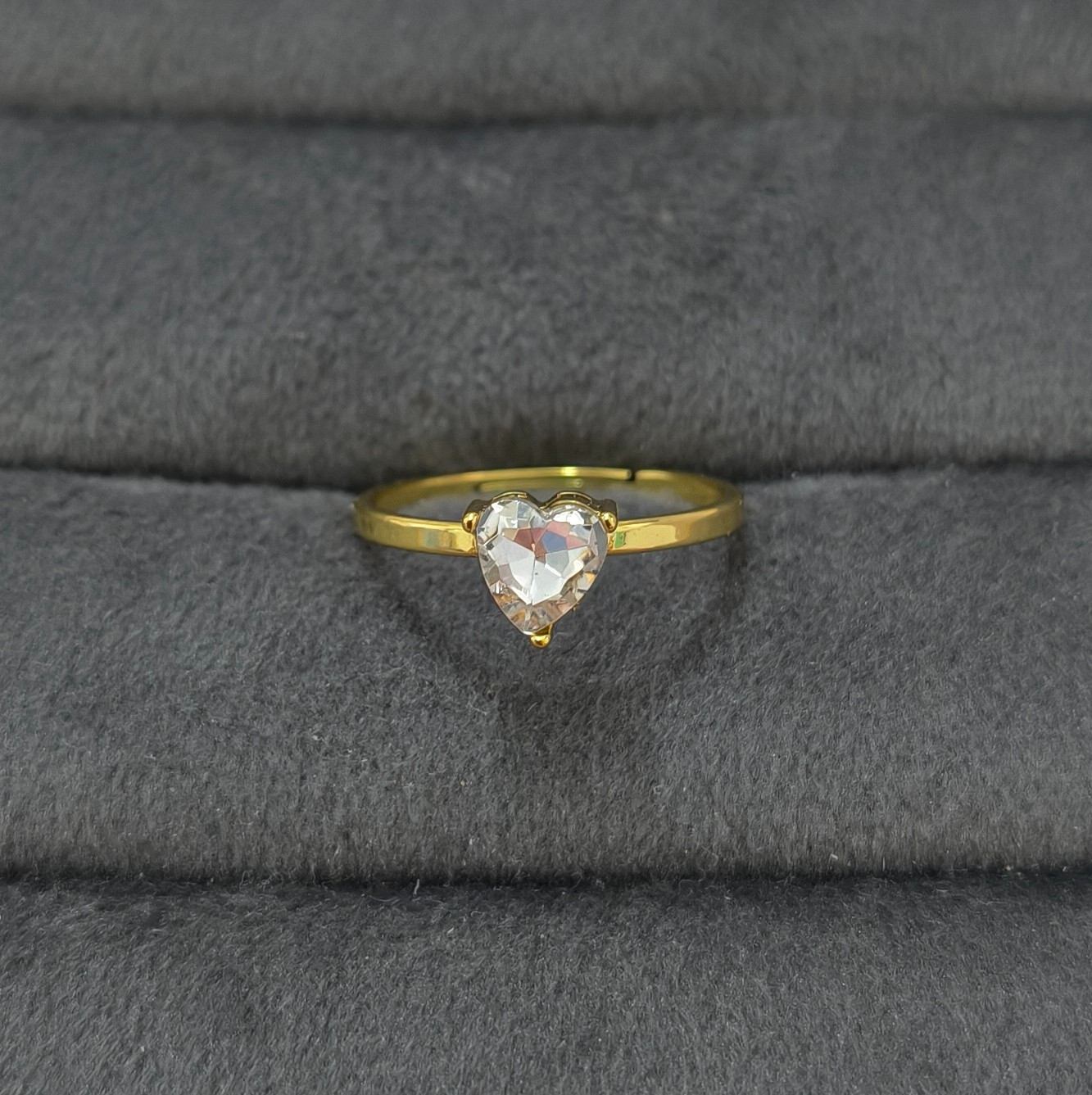 Anti Tarnish Love Solitaire Ring 18K Gold Plated