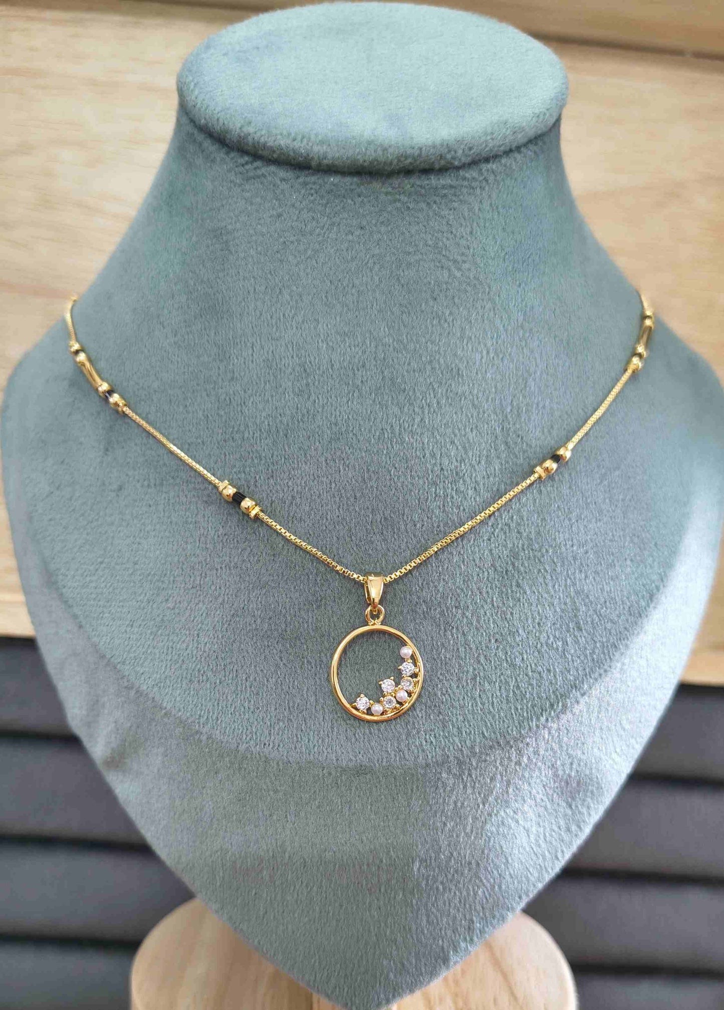 Anti Tarnish Mangalsutra AD Pearl Pendant 18K Gold Plated