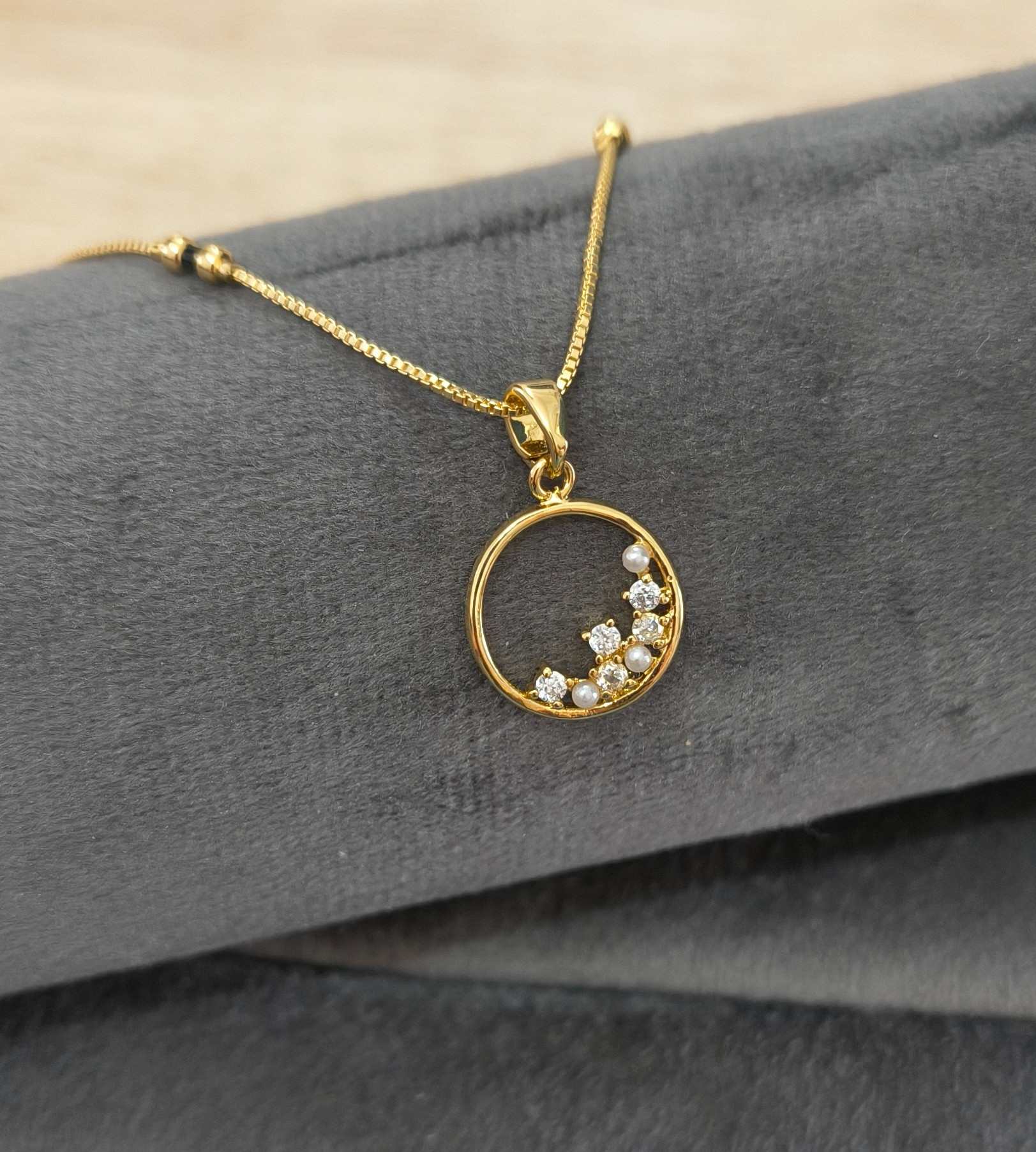 Anti Tarnish Mangalsutra AD Pearl Pendant 18K Gold Plated