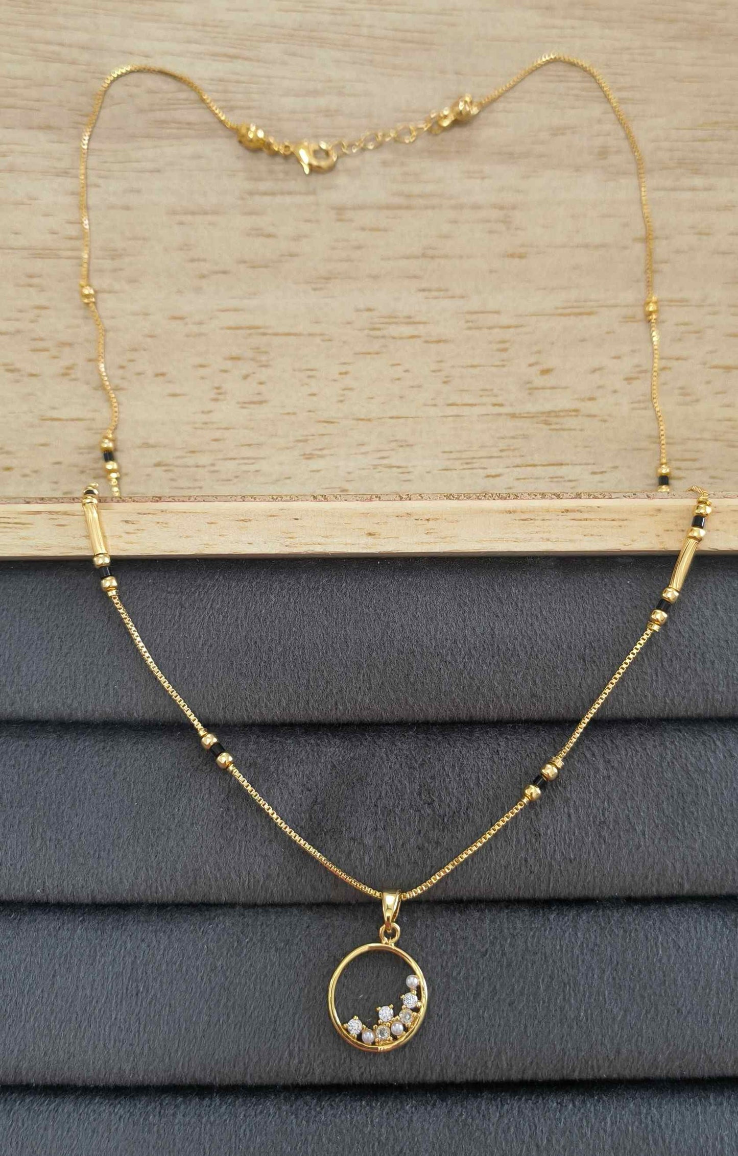 Anti Tarnish Mangalsutra AD Pearl Pendant 18K Gold Plated