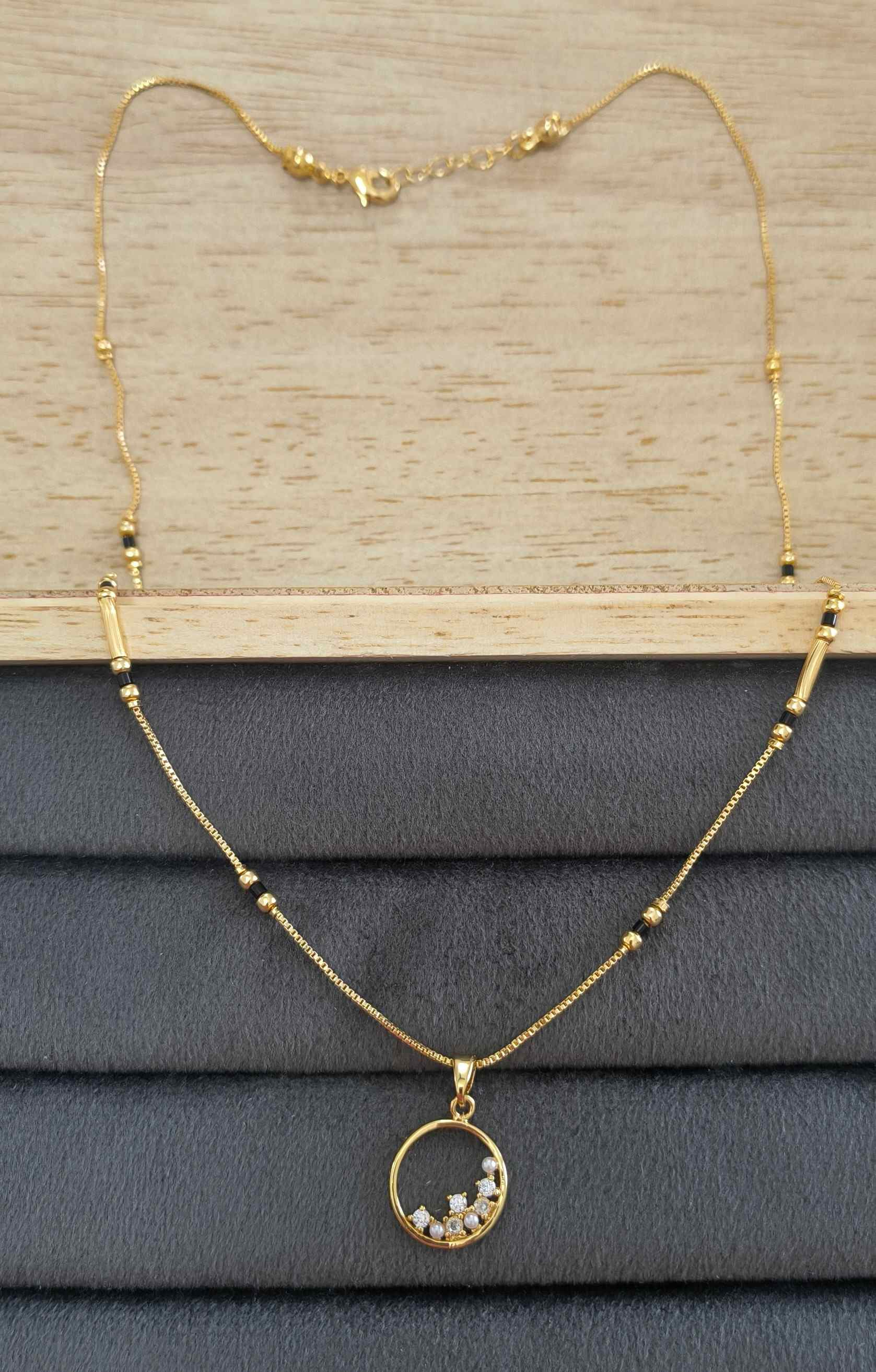 Anti Tarnish Mangalsutra AD Pearl Pendant 18K Gold Plated