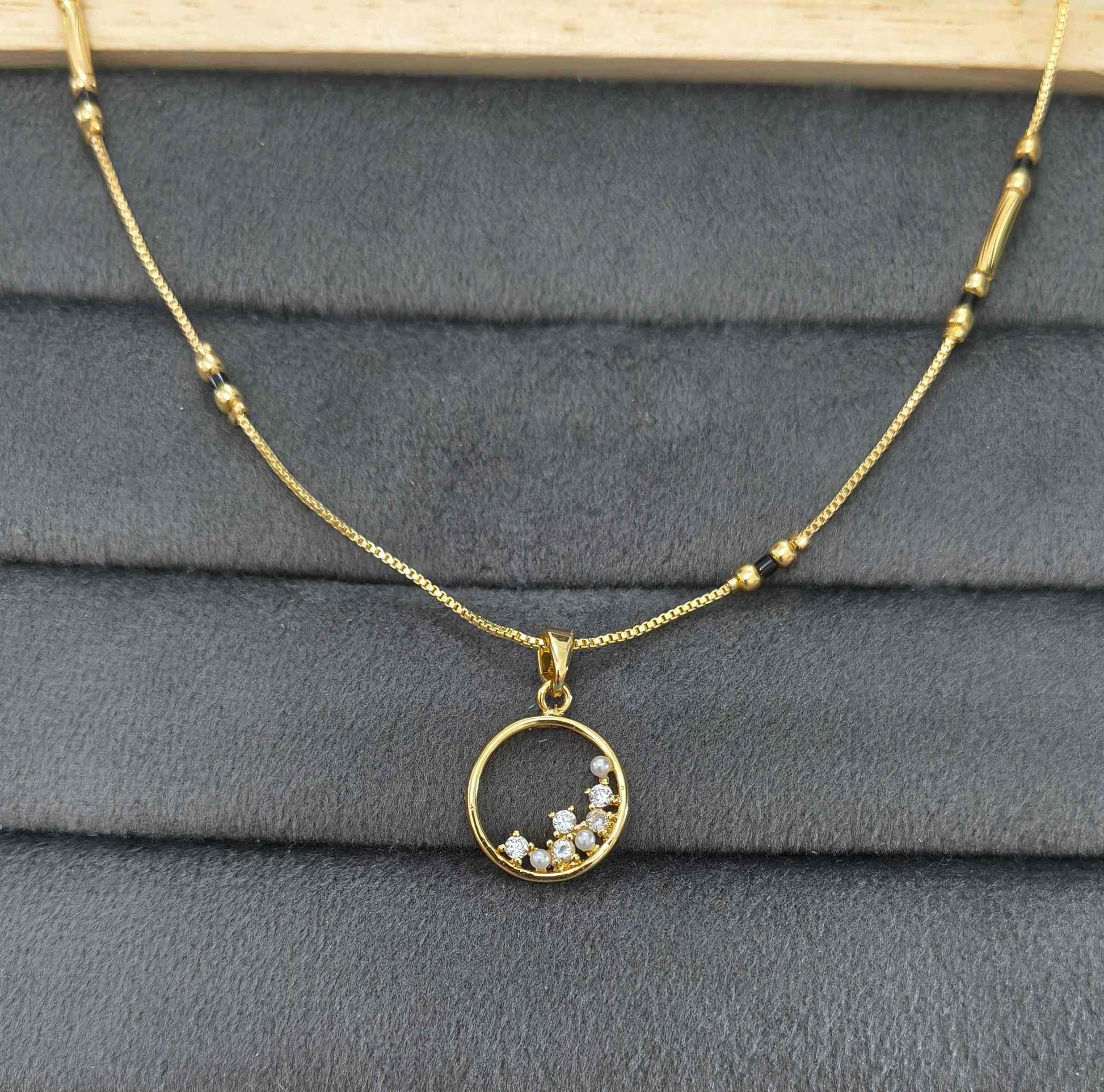 Anti Tarnish Mangalsutra AD Pearl Pendant 18K Gold Plated