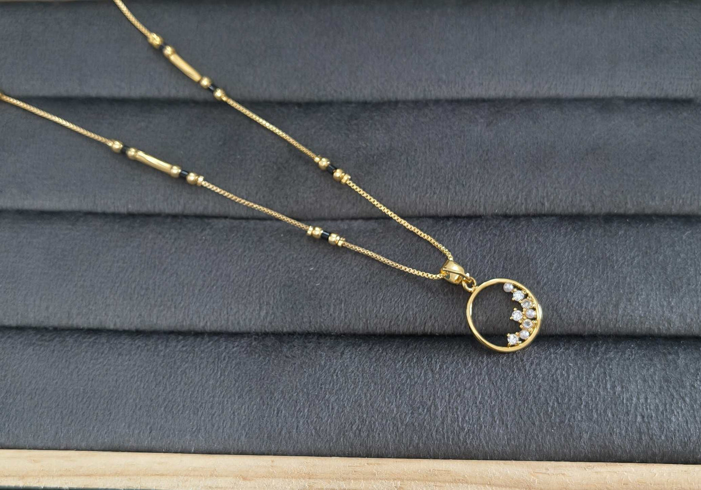 Anti Tarnish Mangalsutra AD Pearl Pendant 18K Gold Plated