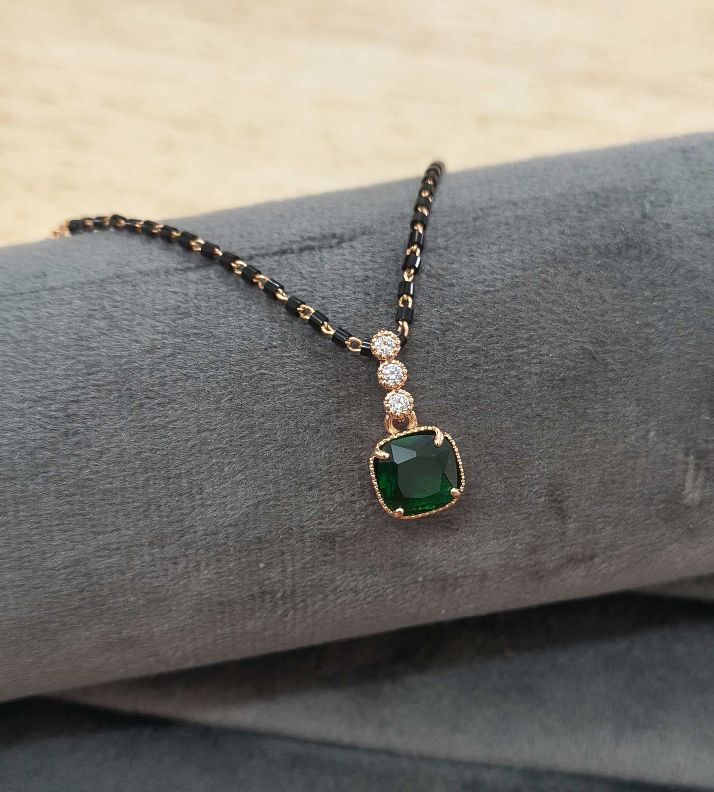 Anti Tarnish Mangalsutra AD Pendant 18K RoseGold Plated