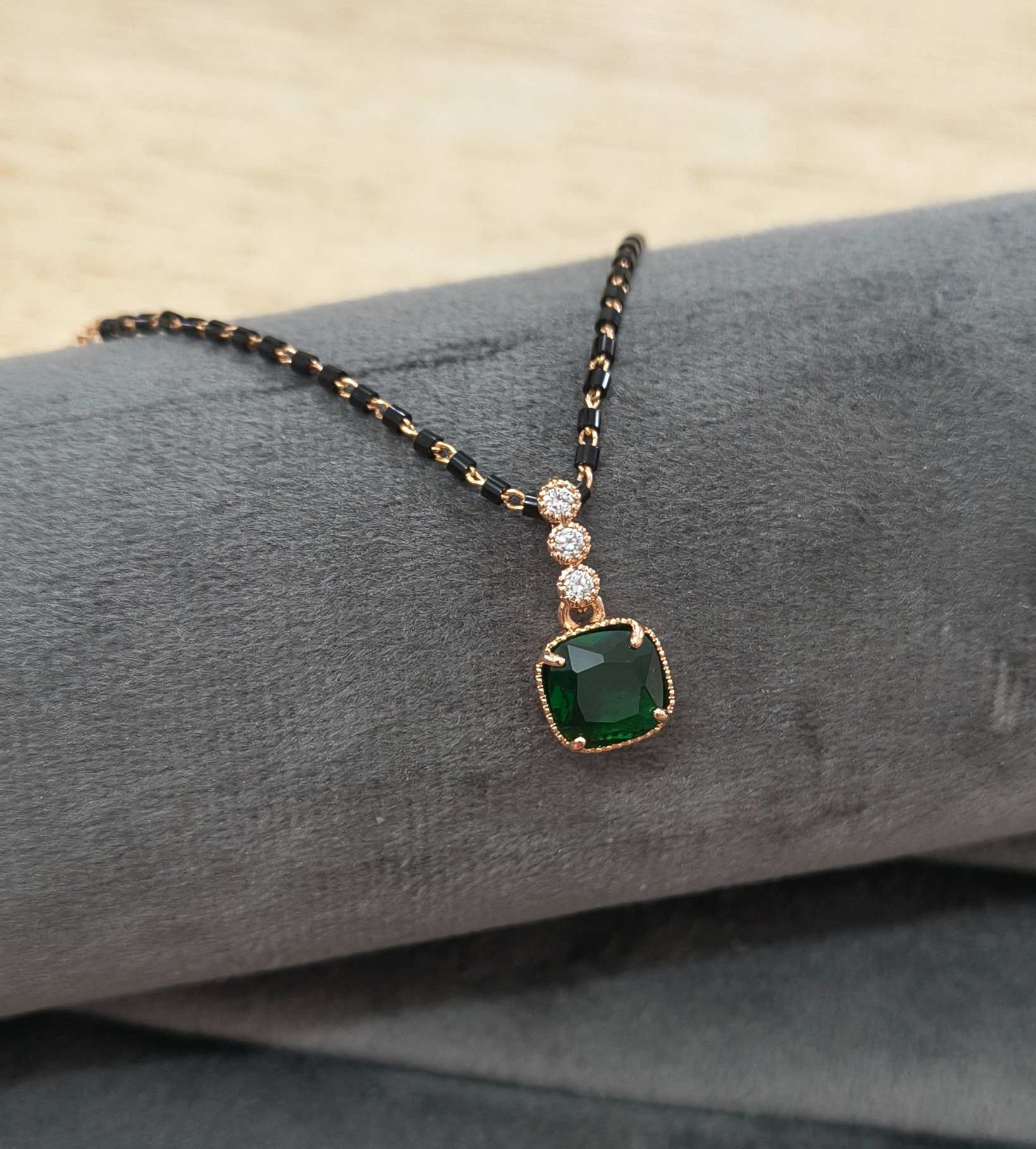 Anti Tarnish Mangalsutra AD Pendant 18K RoseGold Plated