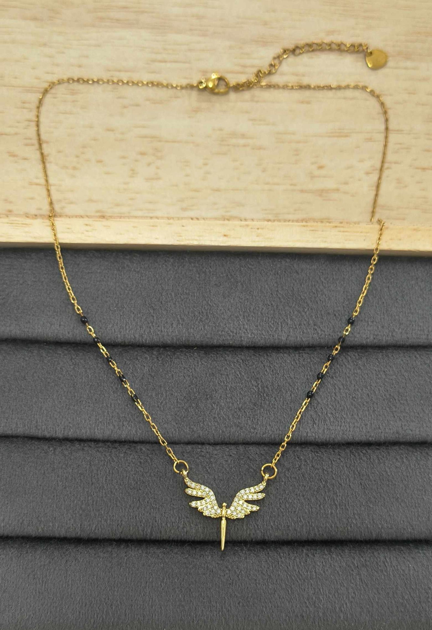 Anti Tarnish Mangalsutra Angel Wing Pendant 18K Gold Plated