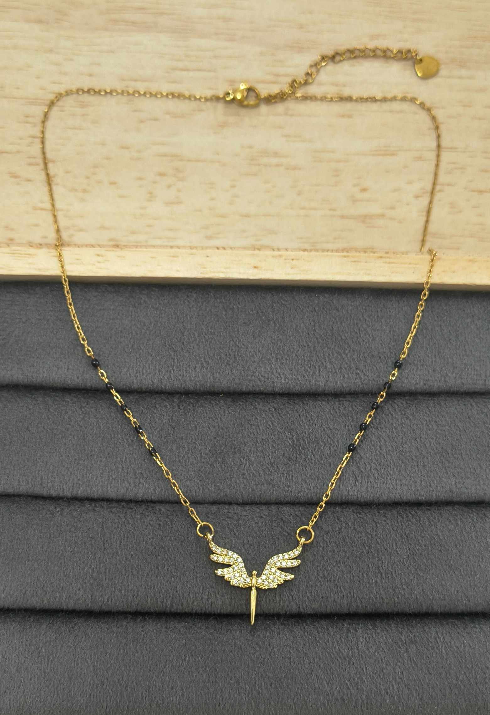 Anti Tarnish Mangalsutra Angel Wing Pendant 18K Gold Plated