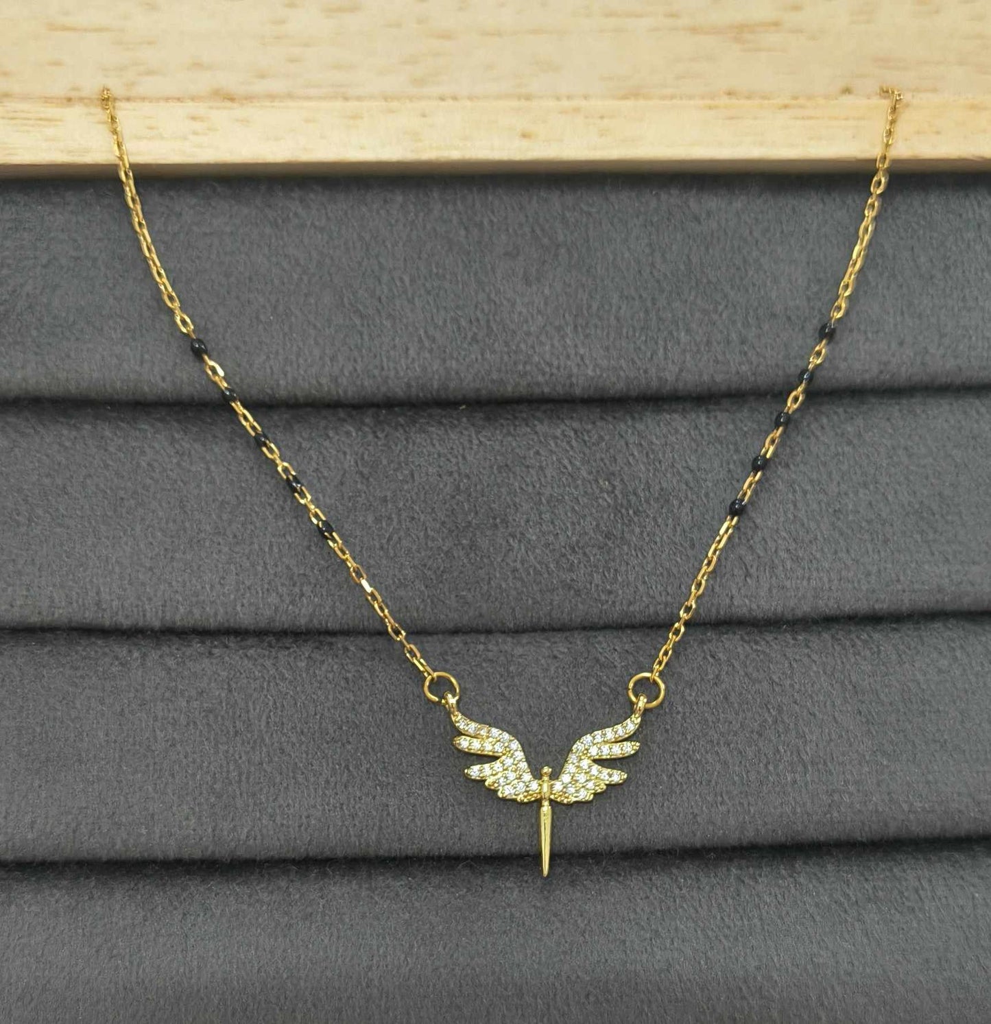 Anti Tarnish Mangalsutra Angel Wing Pendant 18K Gold Plated