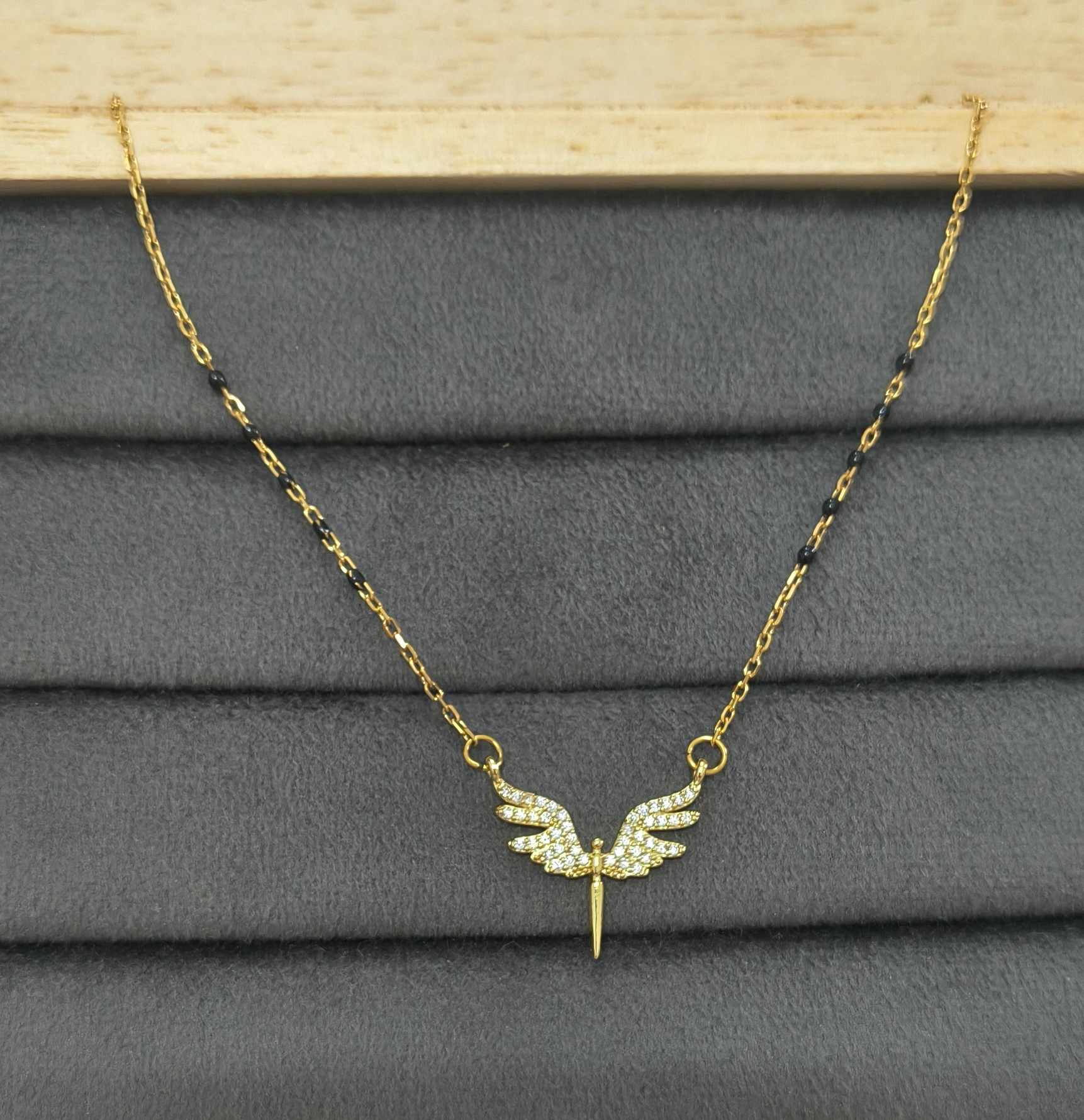 Anti Tarnish Mangalsutra Angel Wing Pendant 18K Gold Plated