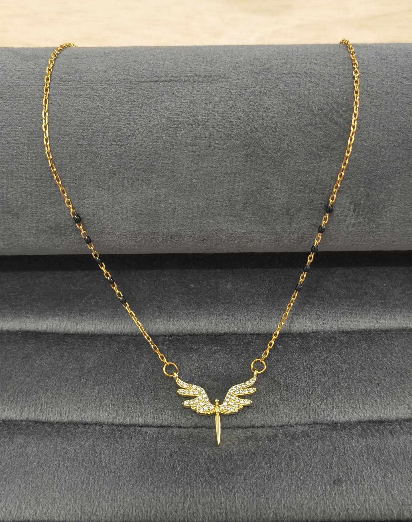 Anti Tarnish Mangalsutra Angel Wing Pendant 18K Gold Plated