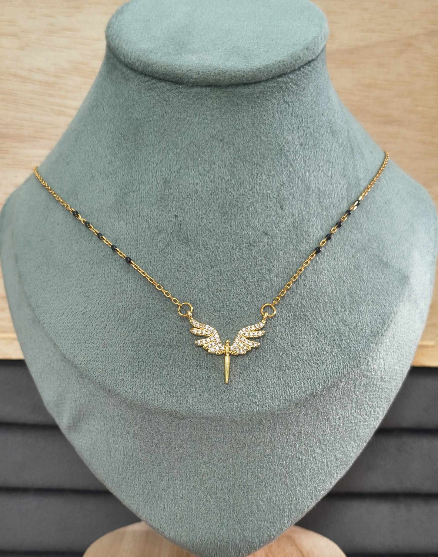 Anti Tarnish Mangalsutra Angel Wing Pendant 18K Gold Plated