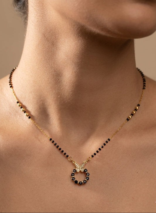 Anti Tarnish Mangalsutra Butterfly Pendant 18K Gold Plated