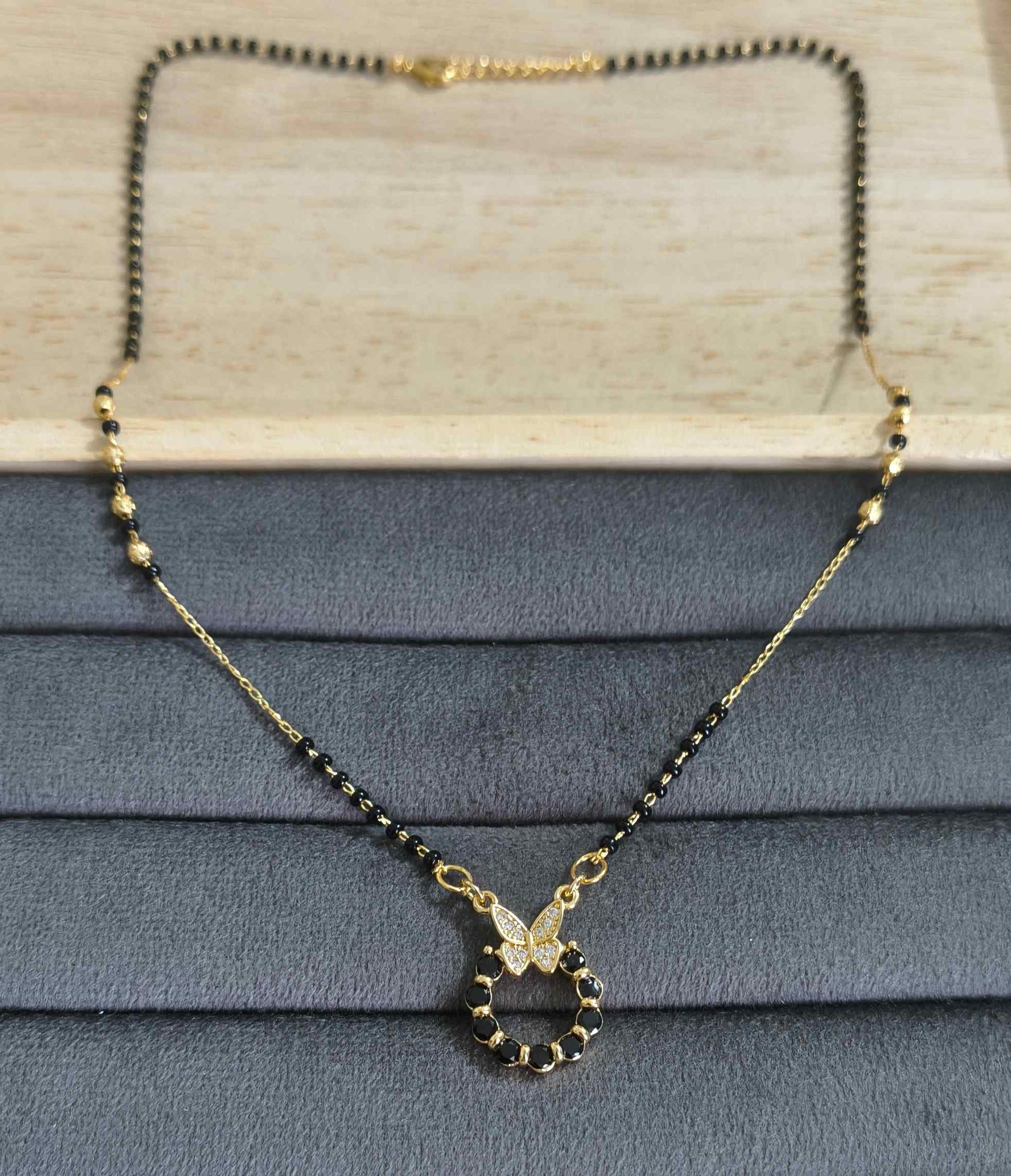 Anti Tarnish Mangalsutra Butterfly Pendant 18K Gold Plated