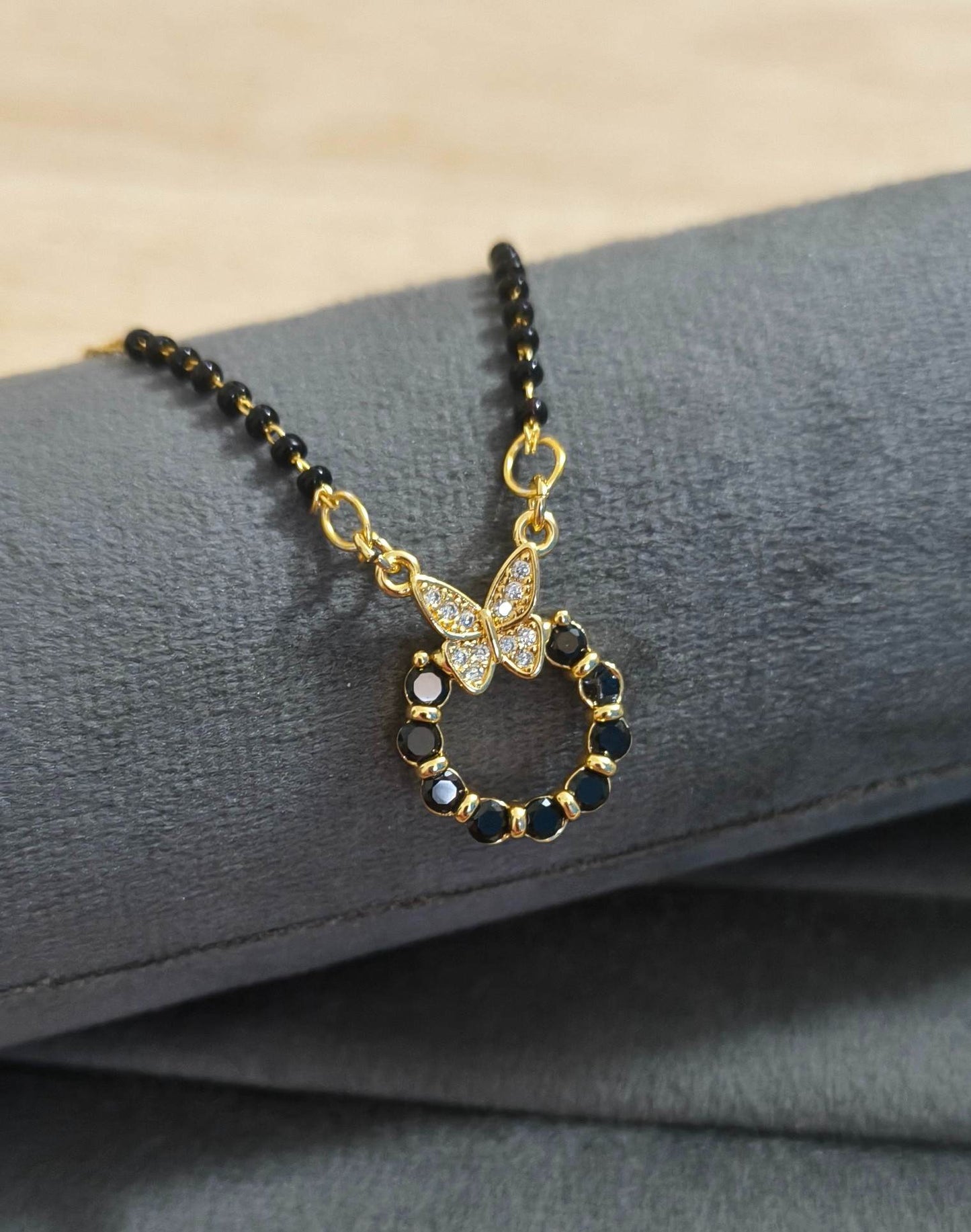 Anti Tarnish Mangalsutra Butterfly Pendant 18K Gold Plated