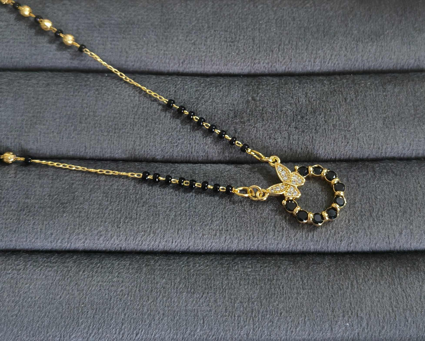 Anti Tarnish Mangalsutra Butterfly Pendant 18K Gold Plated
