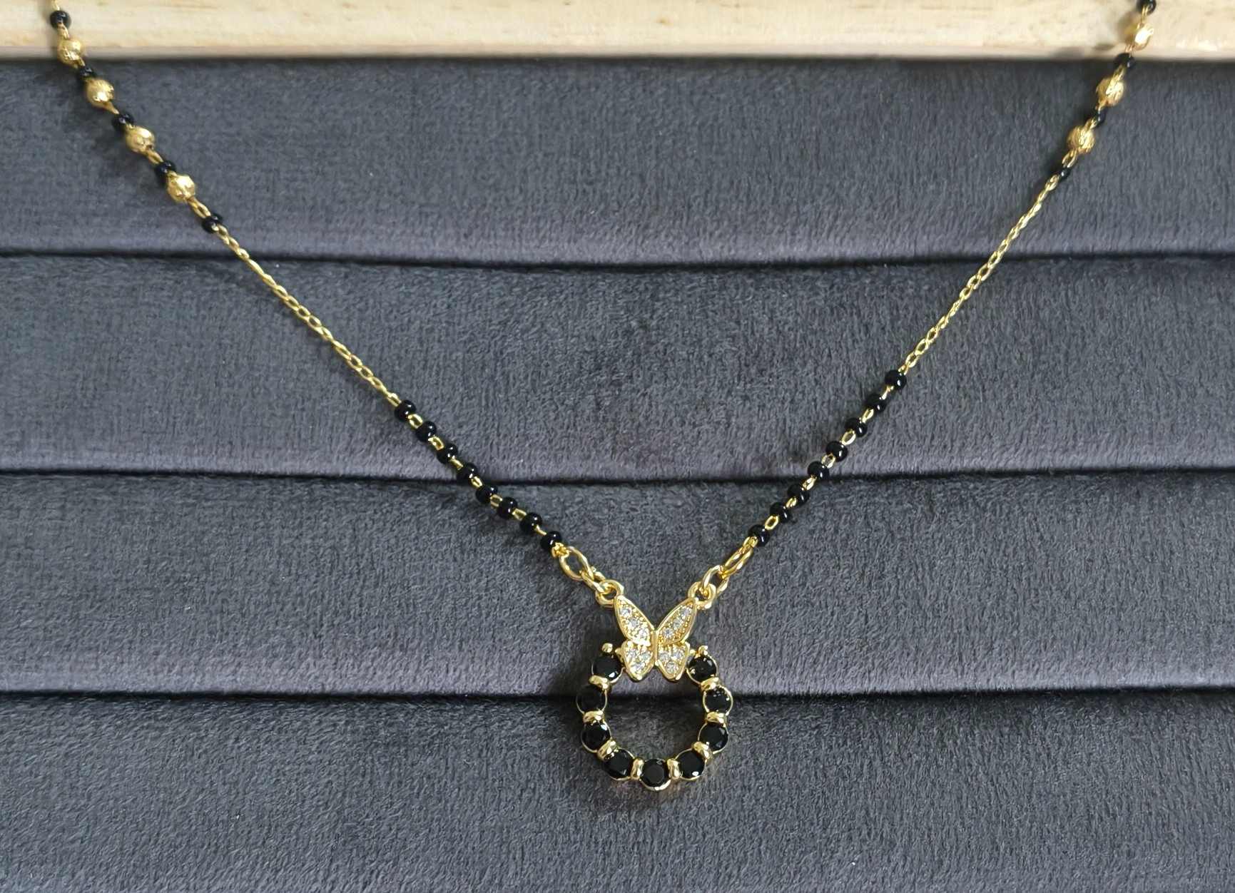 Anti Tarnish Mangalsutra Butterfly Pendant 18K Gold Plated