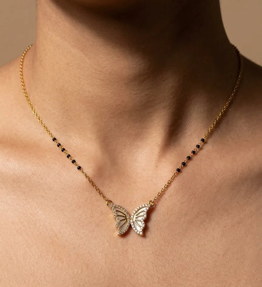 Anti Tarnish Mangalsutra Butterfly Style 18K Gold Plated