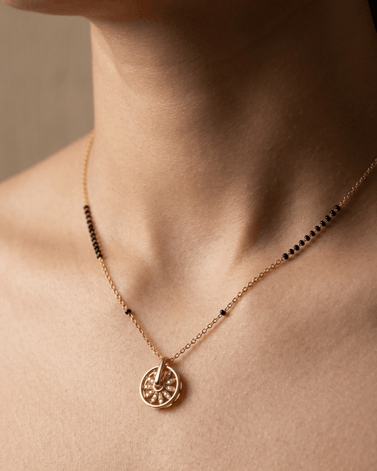 Anti Tarnish Mangalsutra Circular Pendant 18K Gold Plated