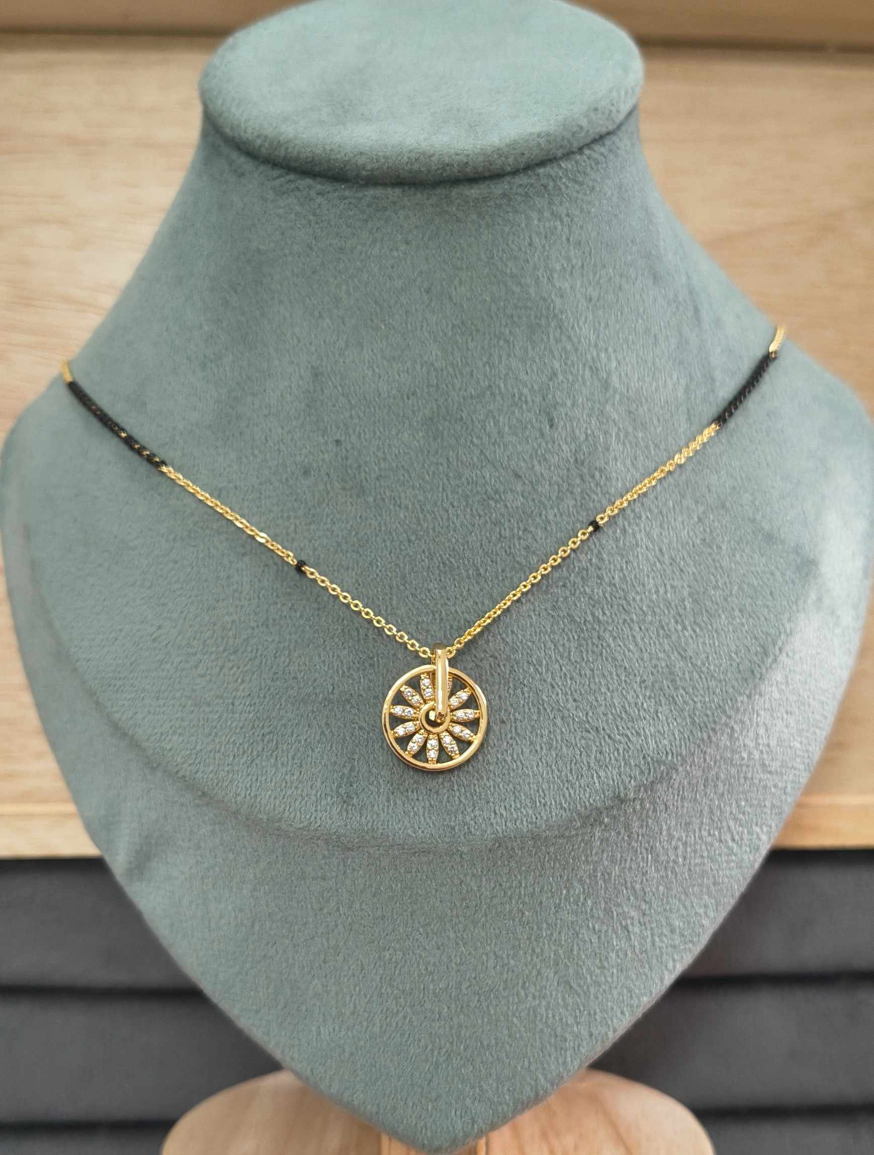 Anti Tarnish Mangalsutra Circular Pendant 18K Gold Plated