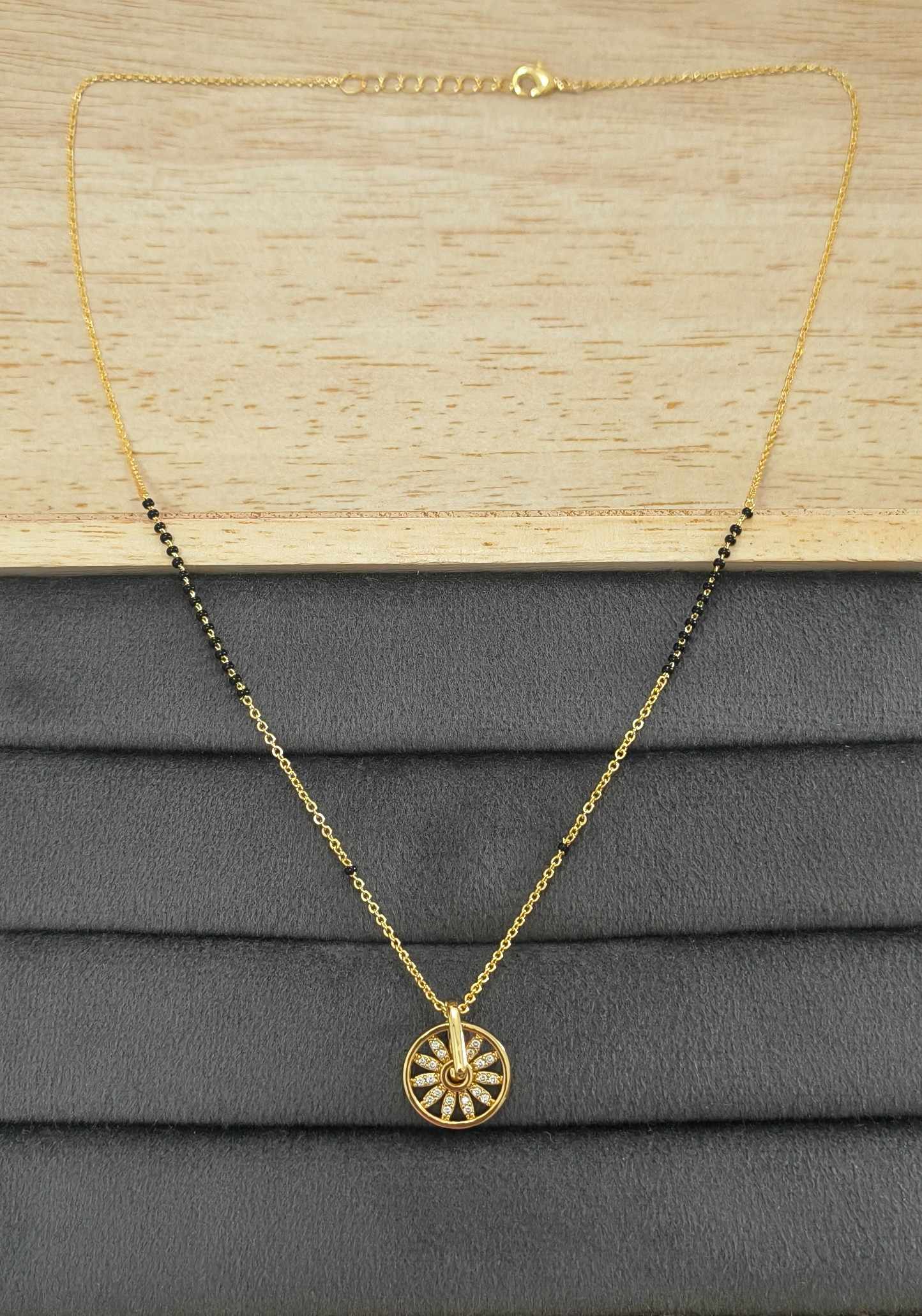 Anti Tarnish Mangalsutra Circular Pendant 18K Gold Plated