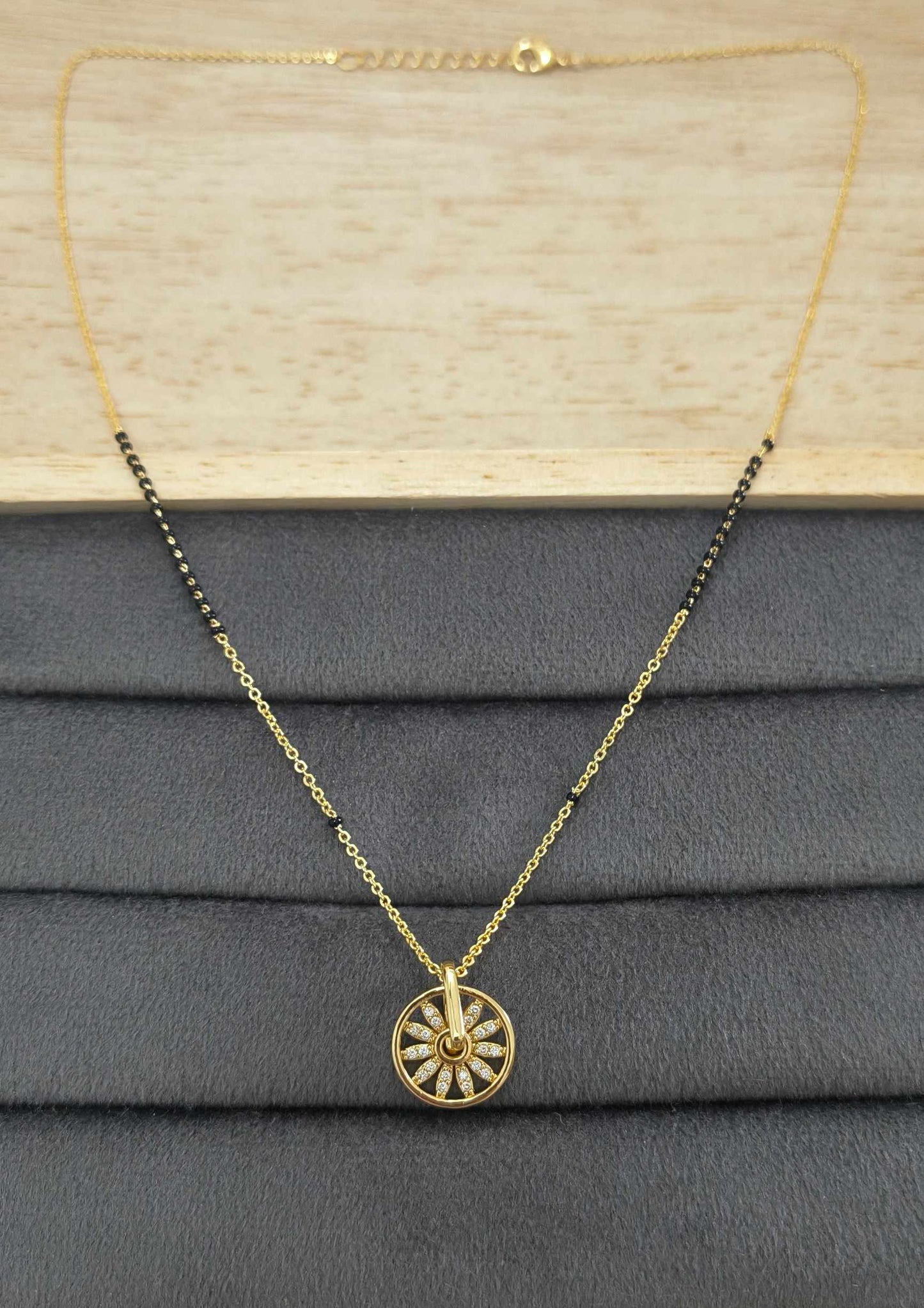 Anti Tarnish Mangalsutra Circular Pendant 18K Gold Plated