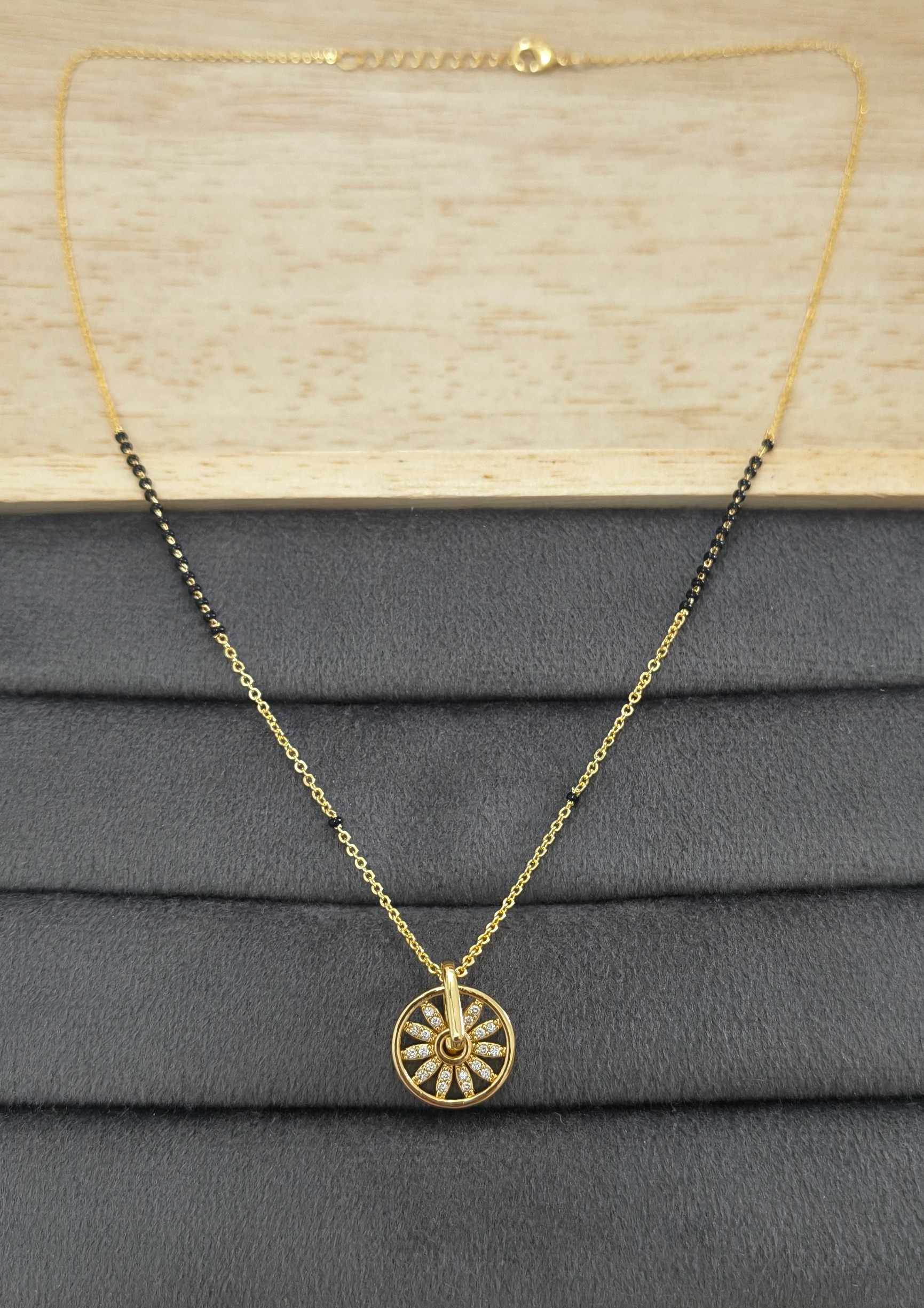 Anti Tarnish Mangalsutra Circular Pendant 18K Gold Plated