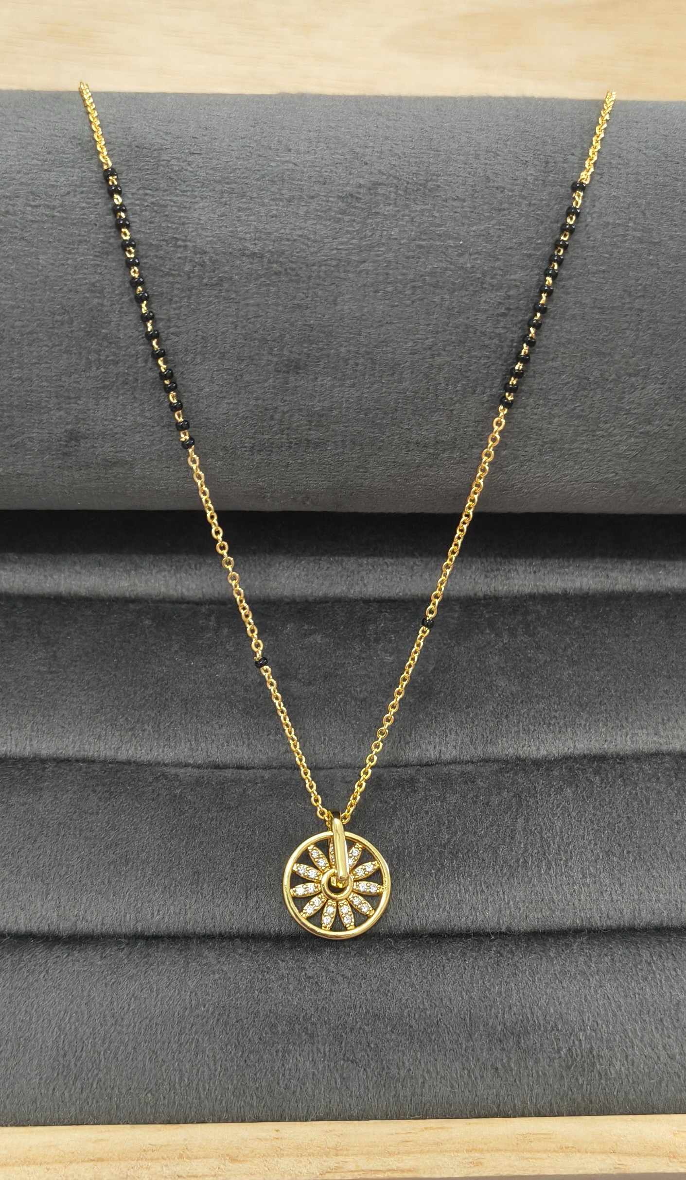 Anti Tarnish Mangalsutra Circular Pendant 18K Gold Plated