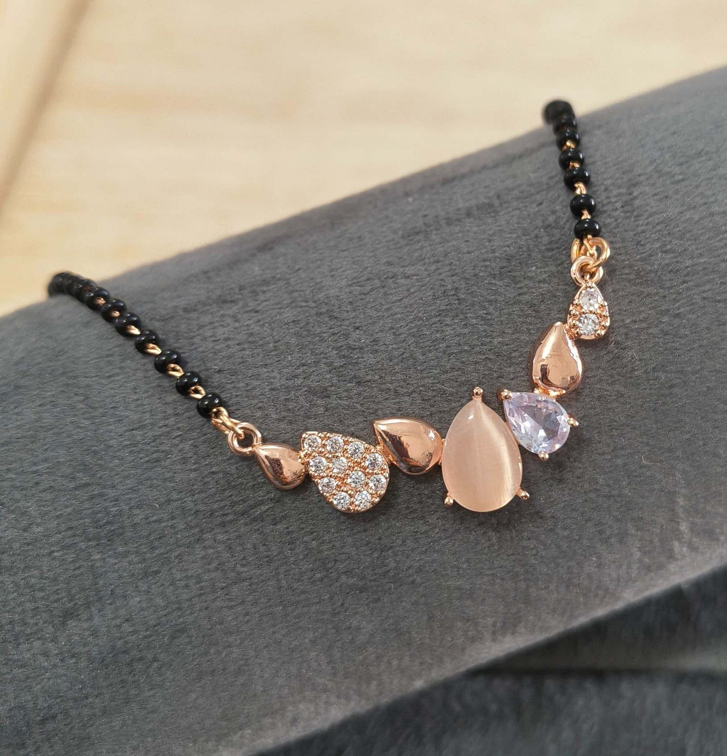 Anti Tarnish Mangalsutra Drop Stones 18K RoseGold Plated