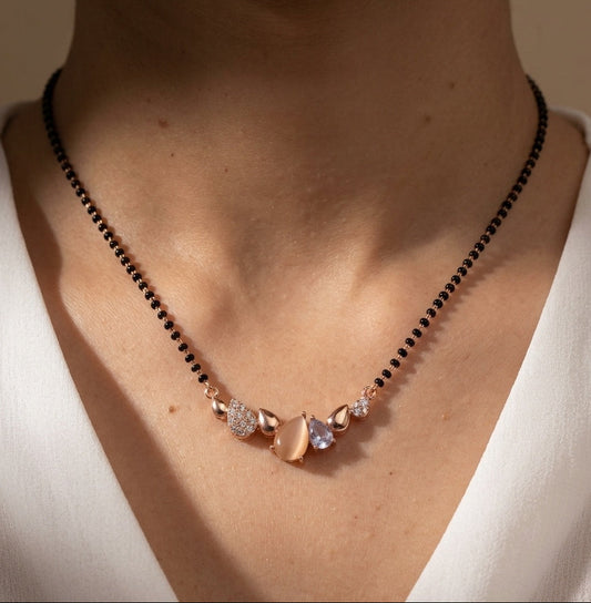 Anti Tarnish Mangalsutra Drop Stones 18K RoseGold Plated