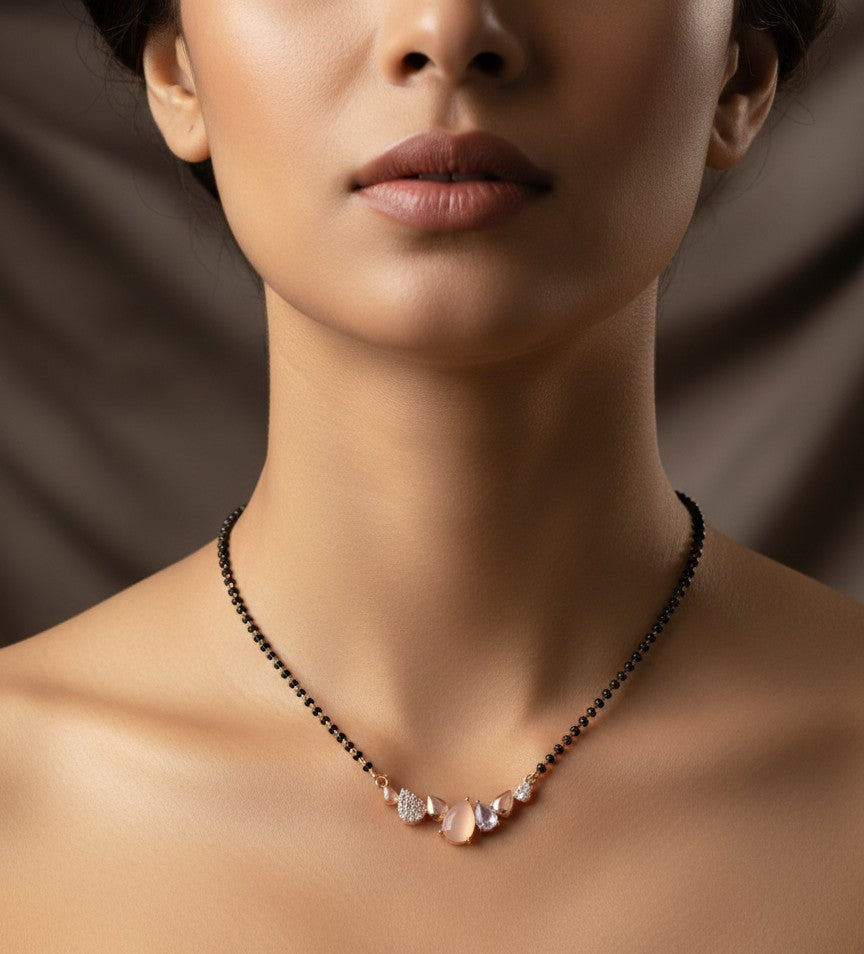 Anti Tarnish Mangalsutra Drop Stones 18K RoseGold Plated