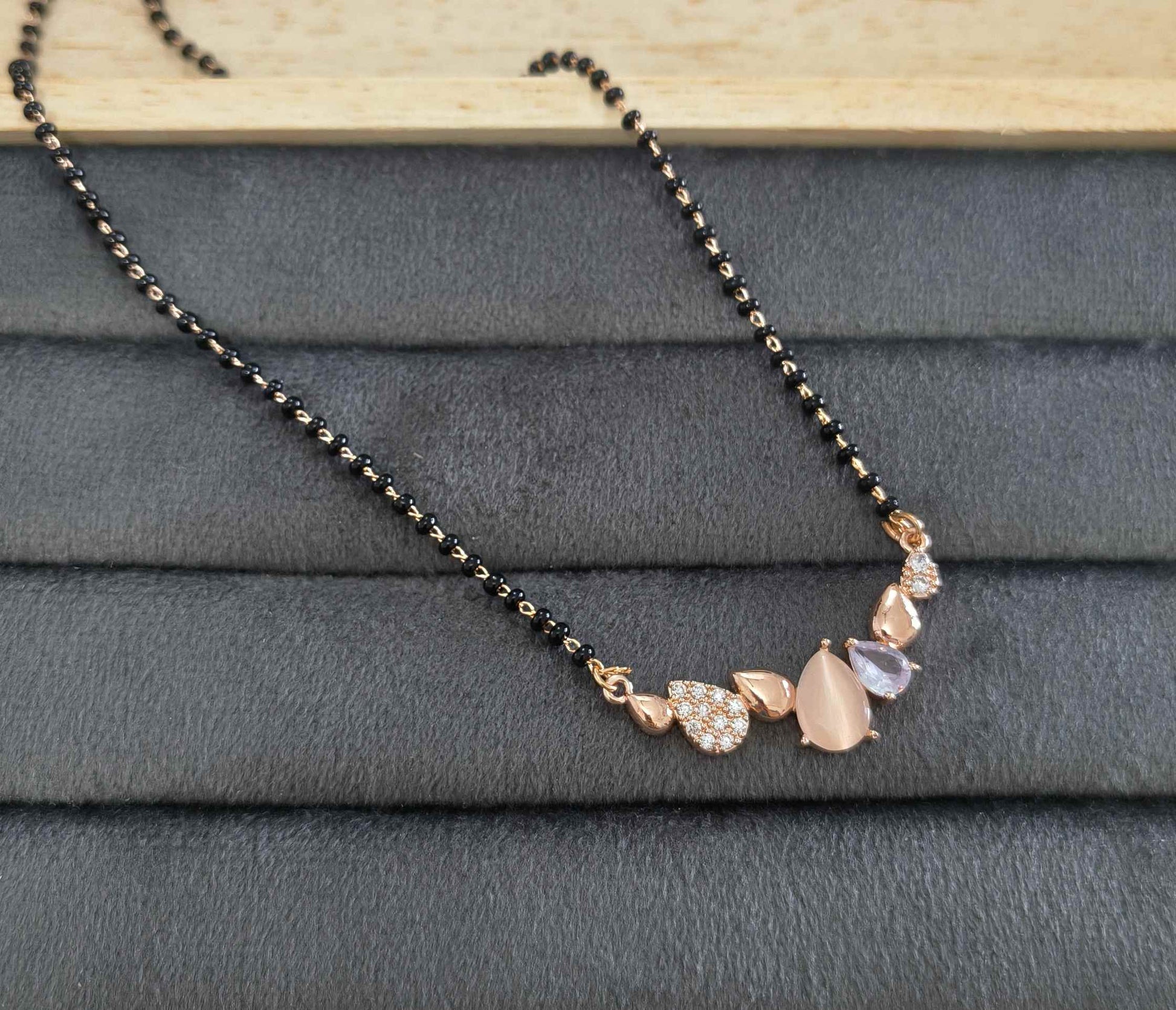 Anti Tarnish Mangalsutra Drop Stones 18K RoseGold Plated