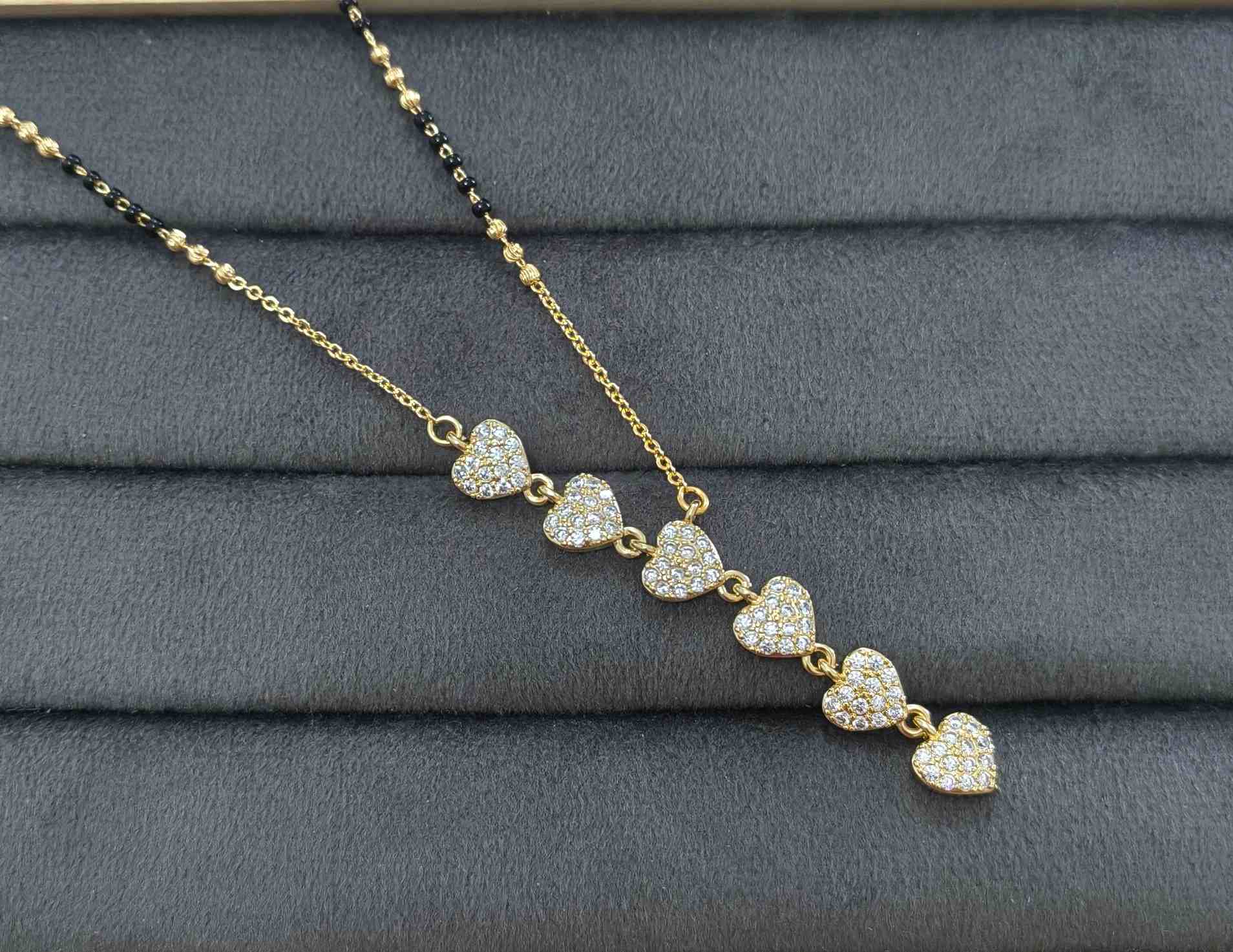 Anti Tarnish Mangalsutra Heart Drop Pendant 18K Gold Plated