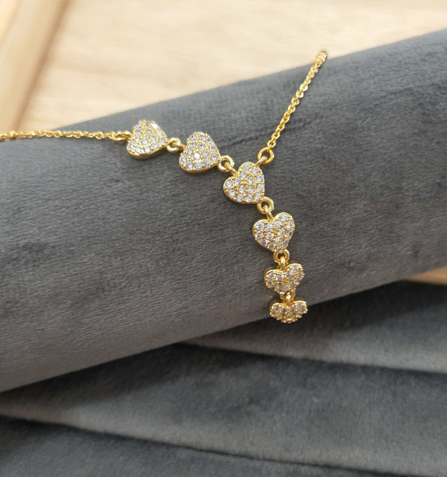Anti Tarnish Mangalsutra Heart Drop Pendant 18K Gold Plated